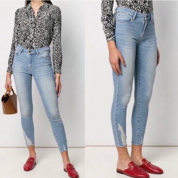 Frame Denim Denim - FRAME le high skinny raw edge jeans style LHSKRB148 ALDERMAN wash 28